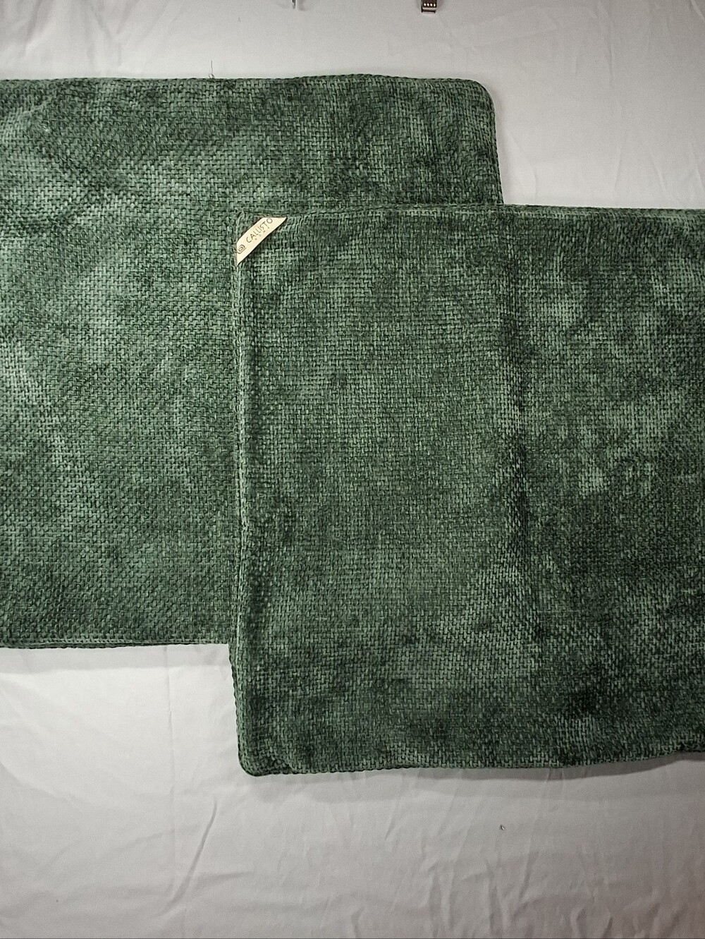 2 Callisto Home Forest Green Chenille Velvet Textured Throw Pillow Covers 24x24